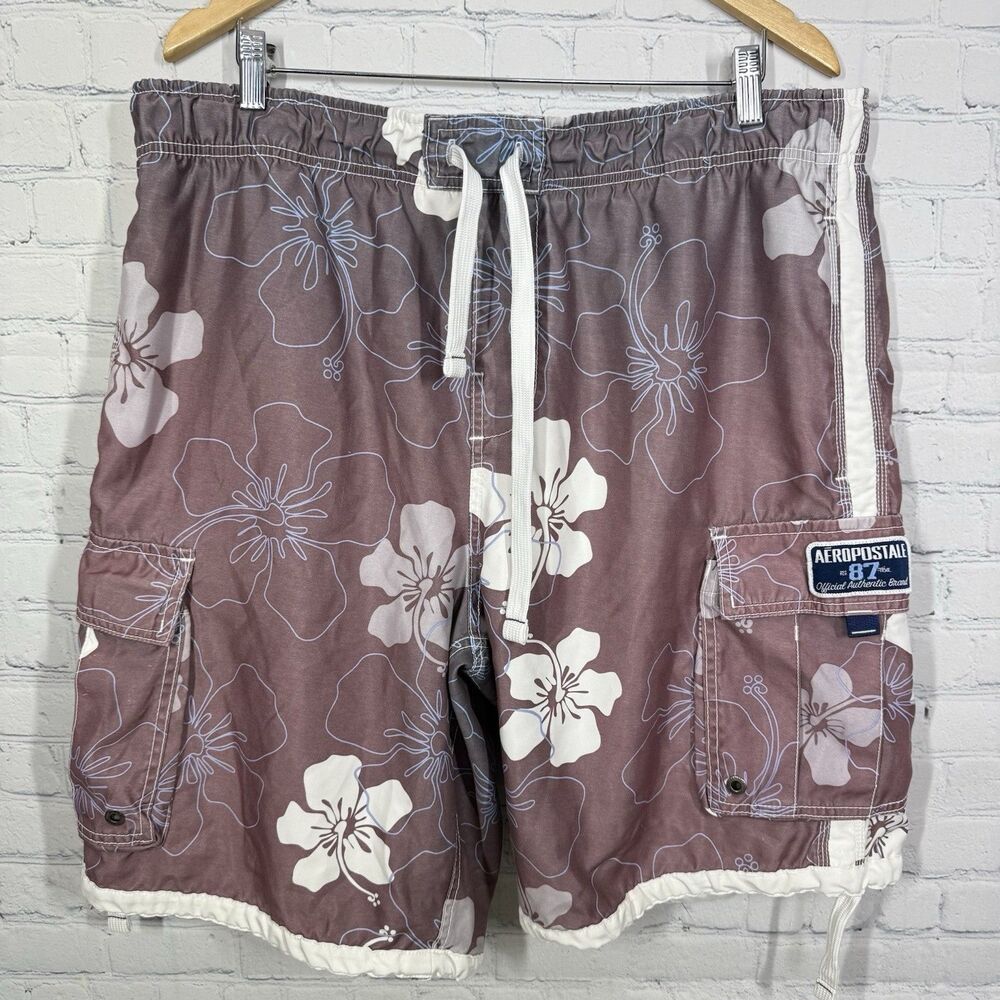 Vintage Y2K Aeropostale Shorts Trunks Men's XL Nylon Swimming Hawaiian Surf